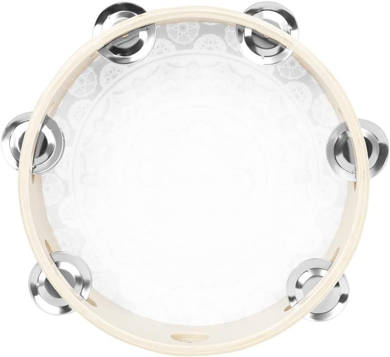 OriGlam 8 Inch Tambourine Wood Handbell Music Drum, Handheld Tambourine Drum Bell Metal Jingles Percussion Instrument Drum for Church, Dance, Party, KTV (Green) - Image 4